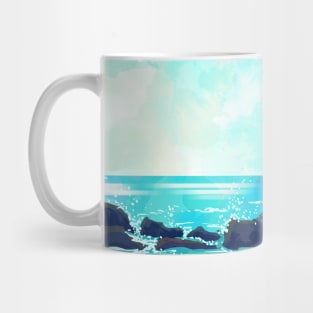 Watercolor rocky shoreline Mug